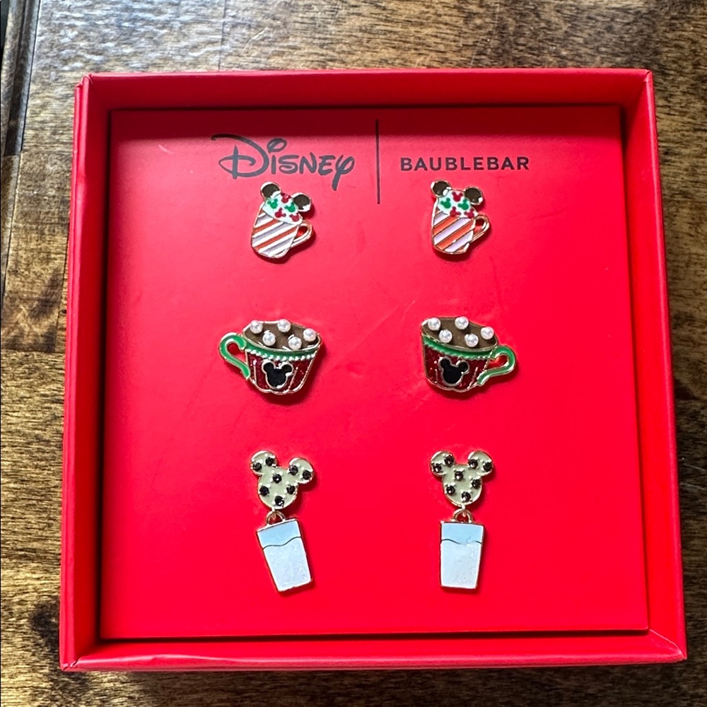 Disney BaubleBar Holiday Earring trio - Christmas.  New in box.